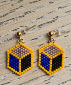 CUBE : Bleu - Noir - Marroné - bord orange