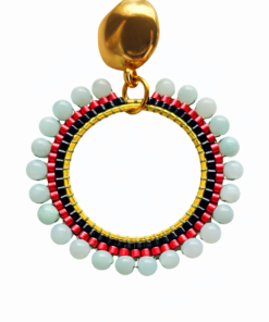 Alternative view of AUTOUR DU SOLEIL : NARA - Pierre Gemme Amazonite, Miyuki Delica rose&noir