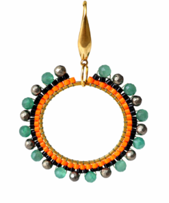 Alternative view of AUTOUR DU SOLEIL : NARA - Pierre Gemme Aventurine, Pyrite, Miyuki Delica noir&orange