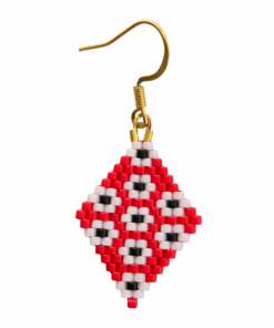 Alternative view of MISTINGUETTE : FLORALIE - fond rouge petite fleur noir et blanc