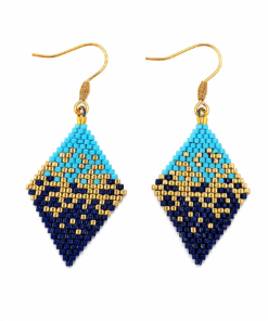 AU DELA DES ETOILES - POUSSIERES D'ETOILE : Bleu turquoise doré bleu foncé